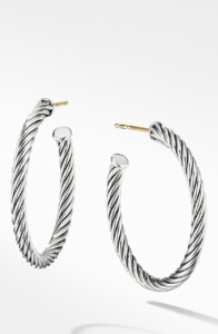 1” twisted silver earrings by David Yurman.