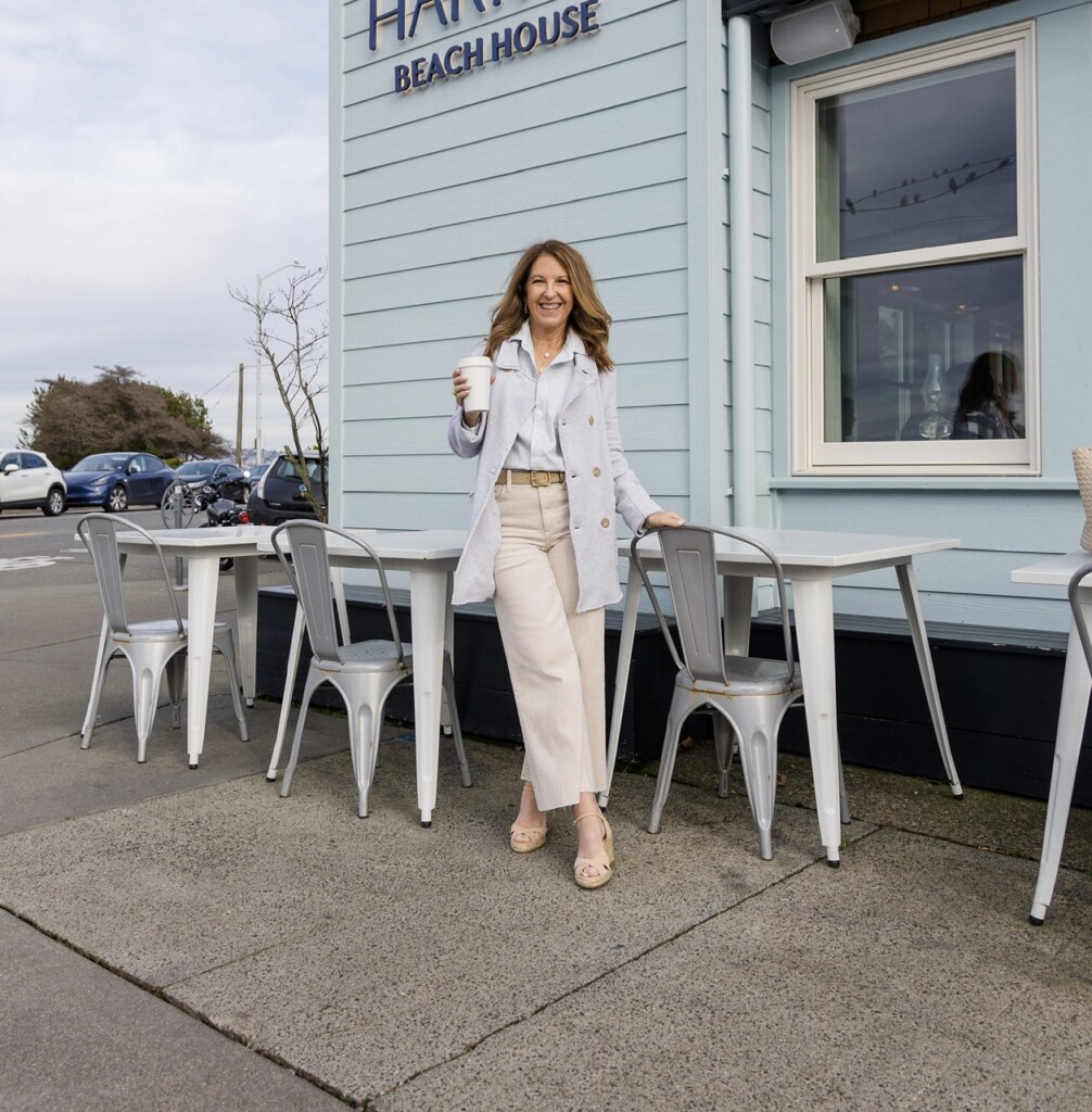 Frank & Eileen Belfast Peacoat, Eileen button up and Galway wide-leg, cropped jean.