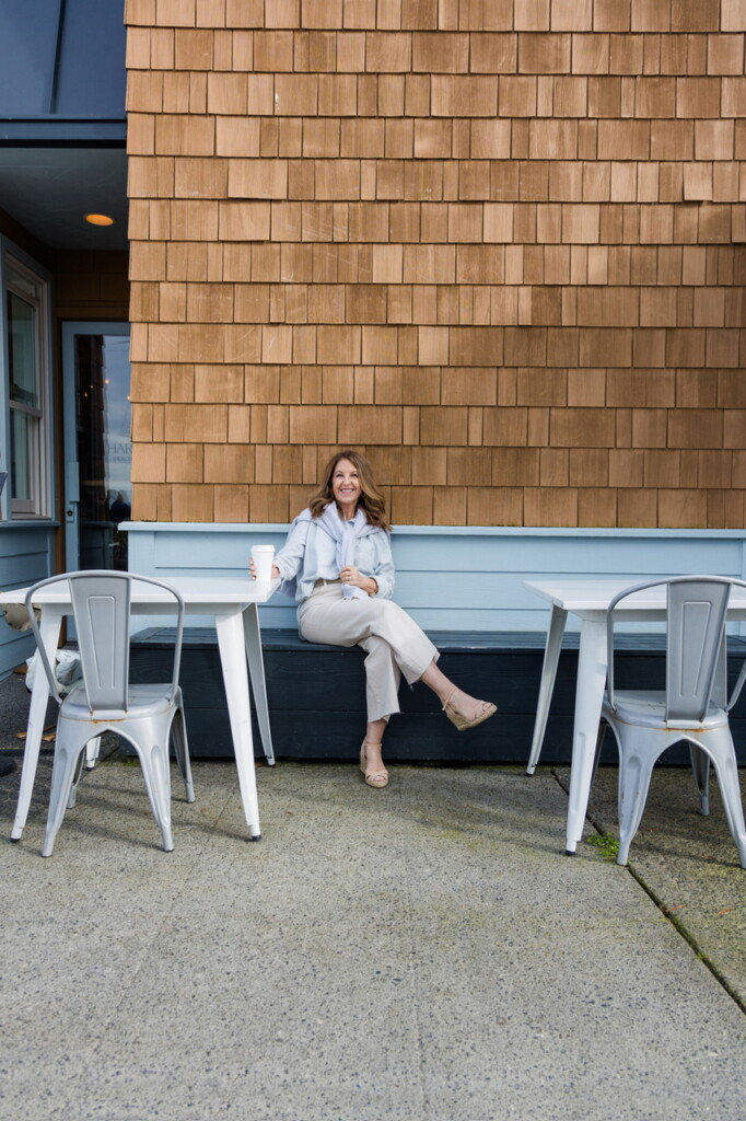 Frank & Eileen Belfast Peacoat, Eileen button up and Galway wide-leg, cropped jean.