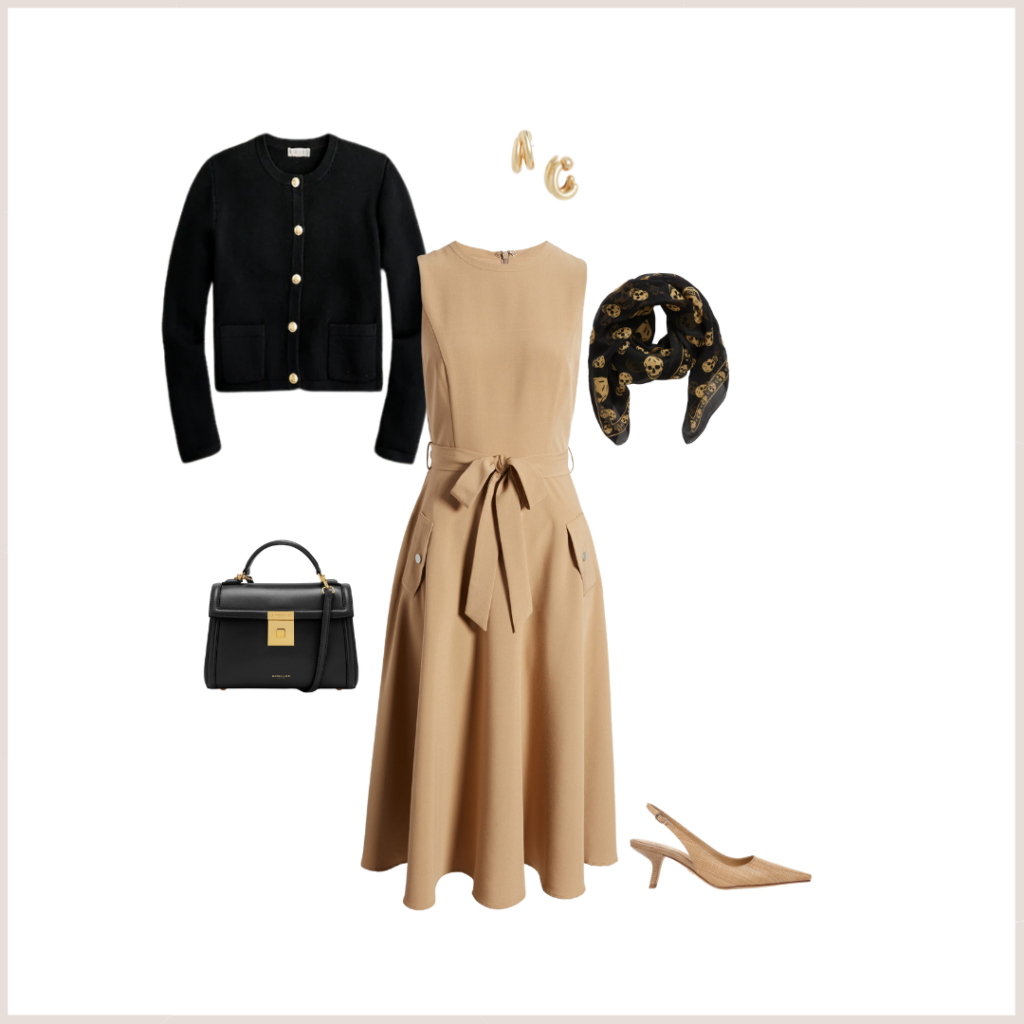 nordstrom dress with lady jacket and accessories