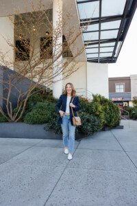 Jcrew blazer, white tshirt, jeans and loafers