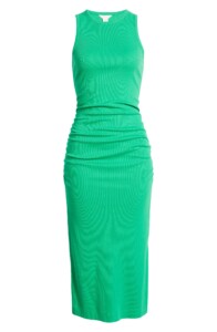 green ruched dress