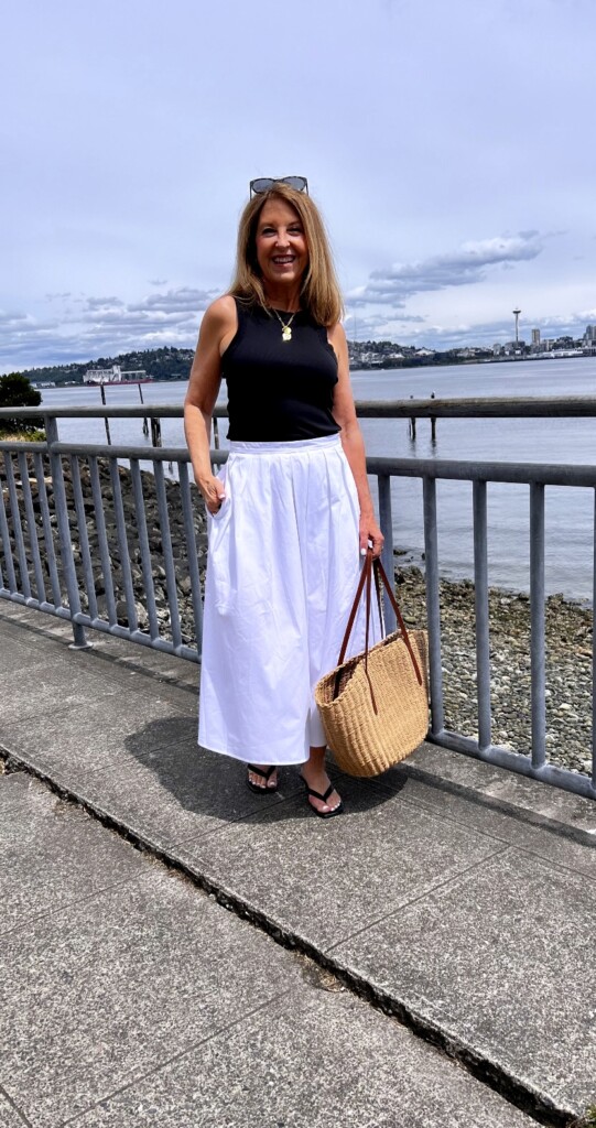 Tank and white skirt