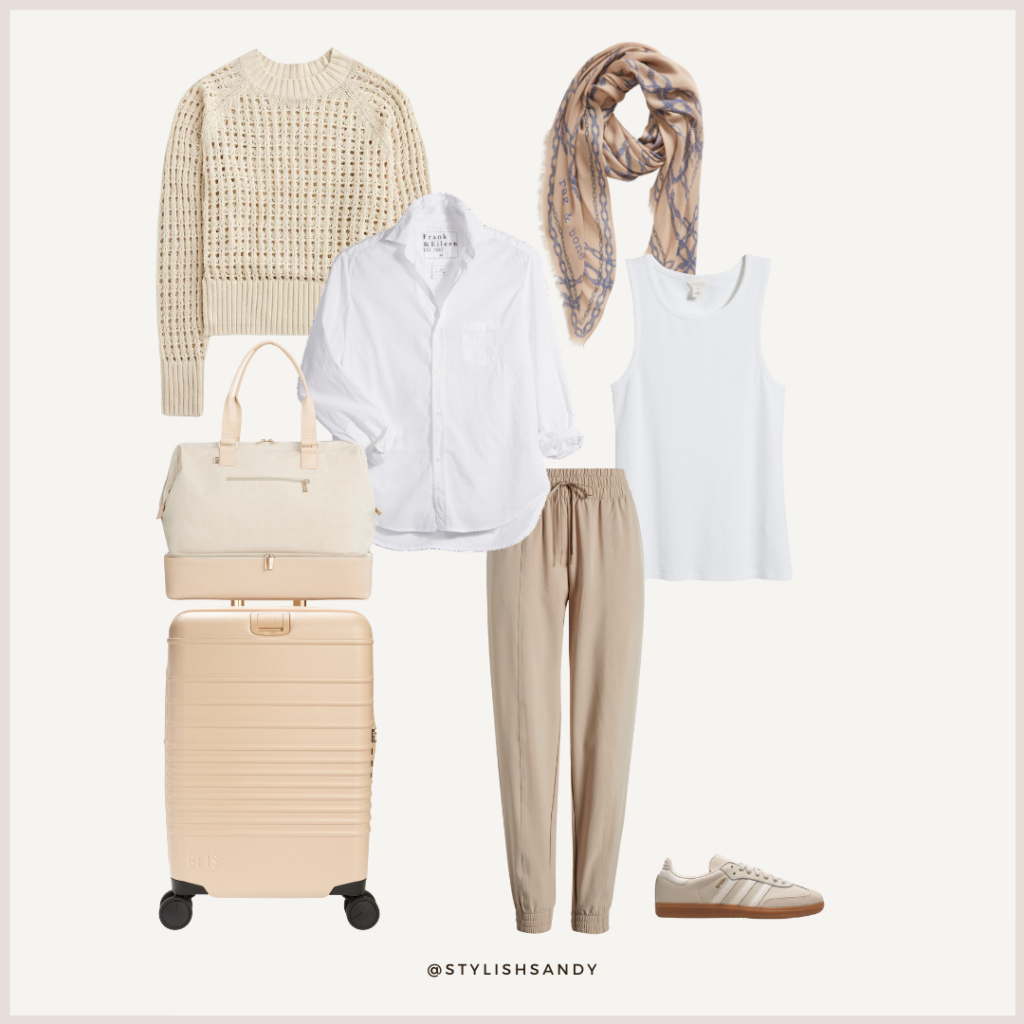 Neutral travel outfit