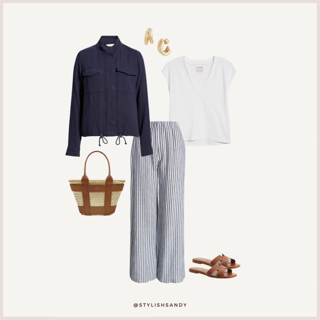 Stripe linen pants outfit