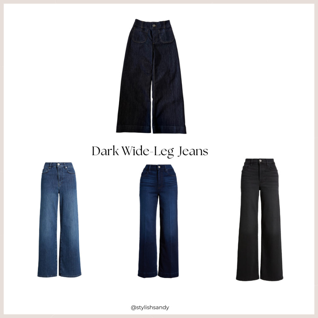 Dark wide-leg jeans