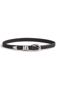 madewell belt in silver and gold hardware