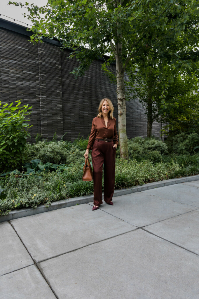 brown tones monochromatic outfit