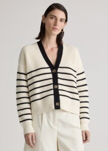 quince stripe cropped fisherman cardigan