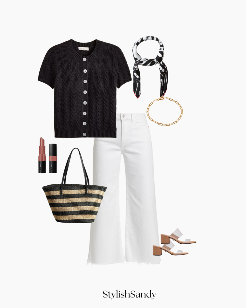 J. Crew Sweater, Paige Anessa jeans, schutz heels, Veronca Beard Scarf