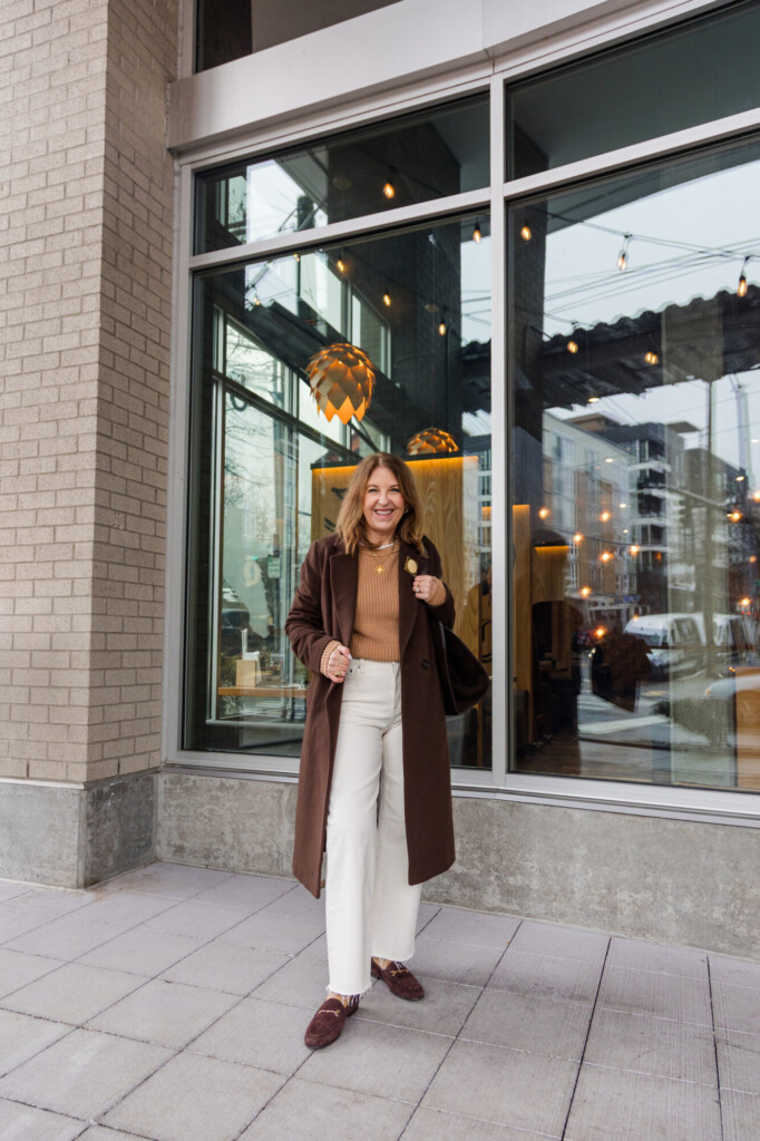 Quince cotton fisherman sweater and wool coat