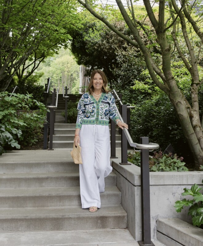 farm rio sweater and arizia lodge cruise linen pants