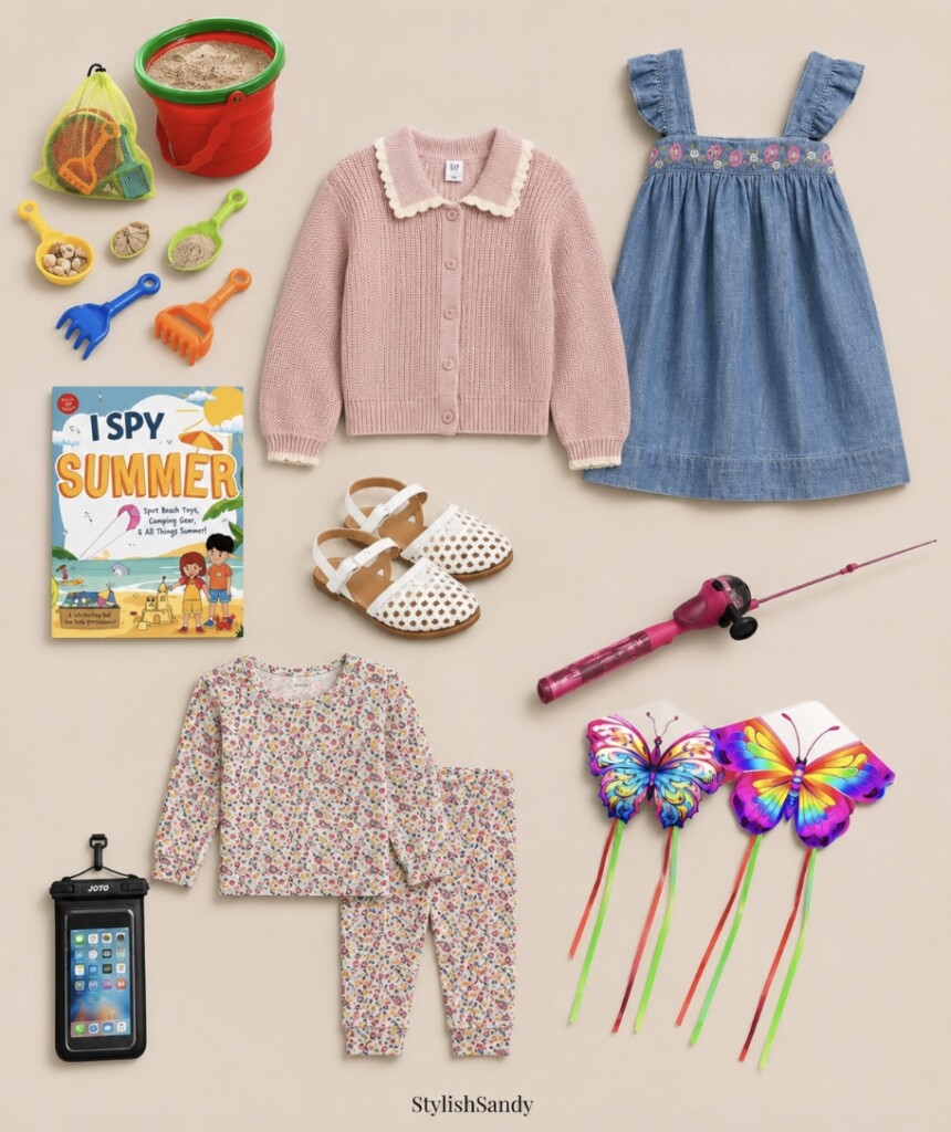 beach toys and toddler outfits