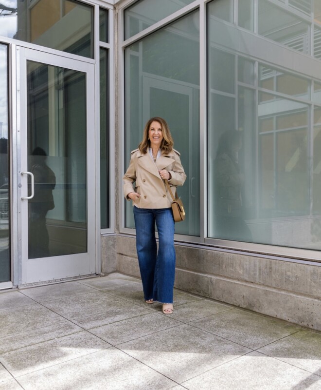 trench coat & frame jeans