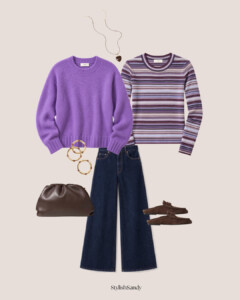 pistola purple sweater & dark jeans